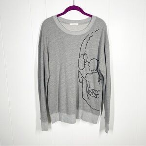 Truly Madly Deeply Gray Skull Graphic Long Sleeve Sweatshirt Small